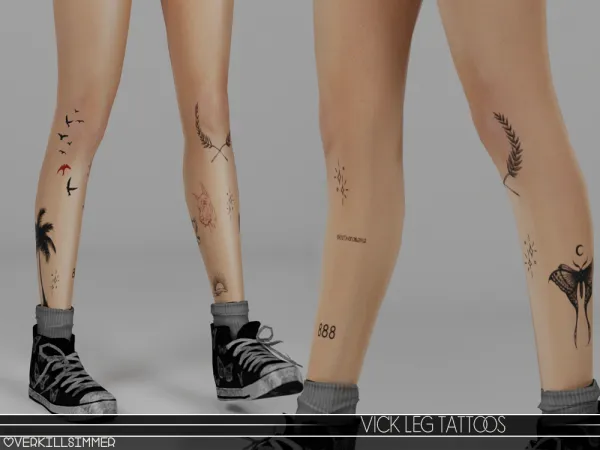 Mix Vick leg tattoos - The Sims 4 Custom Content