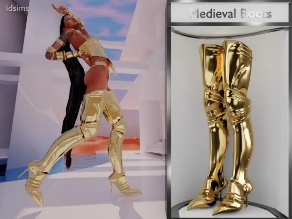 Alpha Medieval Boots by polygoncouture - The Sims 4 Custom Content