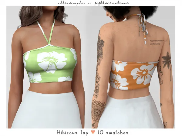 Alpha elliesimple x fifthscreations hibiscus top (early access) (summer collection 2022) - The Sims 4 Custom Content