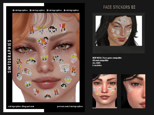Alpha Face Stickers 02 - The Sims 4 Custom Content