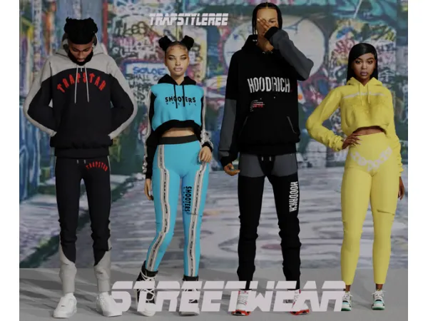 Alpha Streetwear Hoodie Set by trapstyleree - The Sims 4 Custom Content
