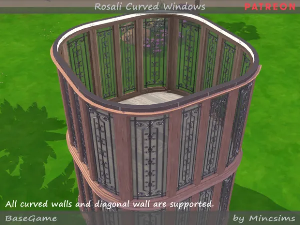 Maxis Match Rosali Curved Windows by Mincsims - The Sims 4 Custom Content