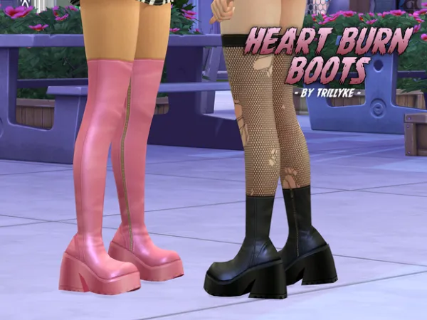 Maxis Match Heart Burn Boots by trillyke - The Sims 4 Custom Content