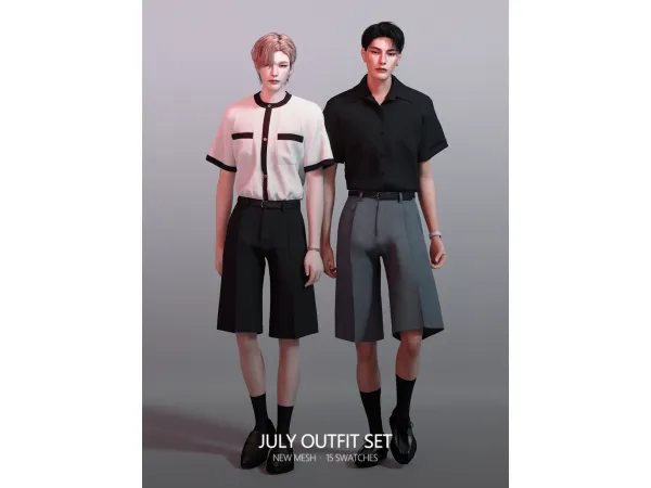 Alpha July Outfit Set by RONASIMS - The Sims 4 Custom Content