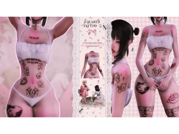 Mix Quartz Tattoo by Dumbabie - The Sims 4 Custom Content