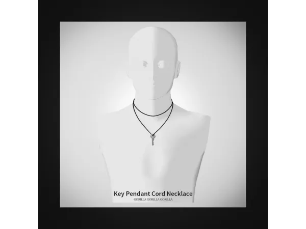 Alpha Piped Cardigan Key Pendant Cord Necklace by gorillax3 - The Sims 4 Custom Content