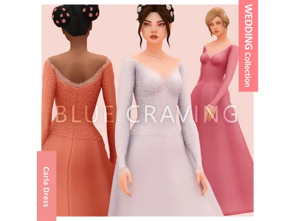 Alpha Blue Craving Carla Wedding Dress - The Sims 4 Custom Content