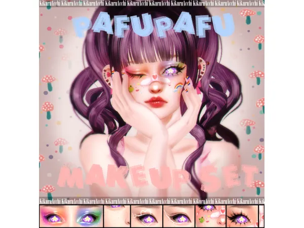 Maxis Match KikuruAcchi PafuPafu Makeup Set - The Sims 4 Custom Content