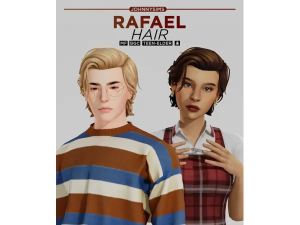Maxis Match Rafael Hair by johnnysims - The Sims 4 Custom Content