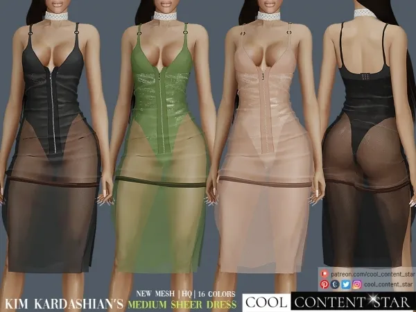 Alpha Kim Kardashian's Sheer Dress cool_content_star - The Sims 4 Custom Content