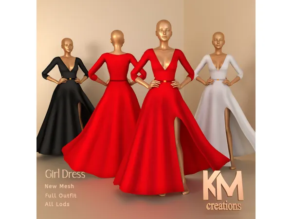 Alpha [KM] Girl Dress - The Sims 4 Custom Content