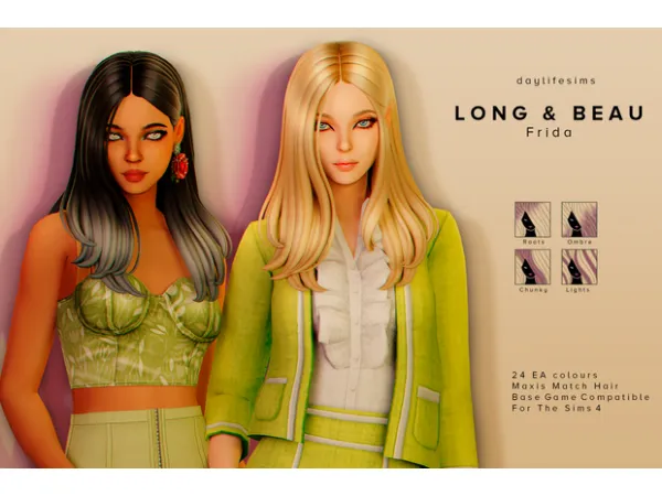 Maxis Match LONG BEAUTIFUL SET Frida by Daylife Sims - The Sims 4 Custom Content