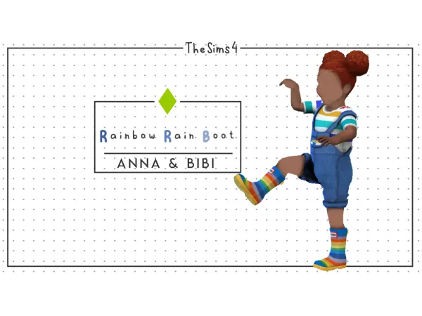 Alpha Rainbow Rain Boot Child and Toddler by Anna Bibi - The Sims 4 Custom Content