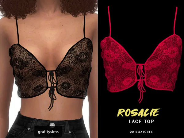Alpha Rosalie Lace Top - The Sims 4 Custom Content