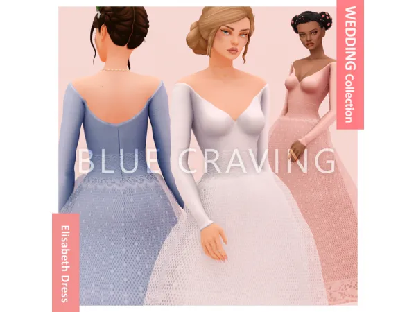Alpha Blue Craving Elisabeth wedding Dress - The Sims 4 Custom Content