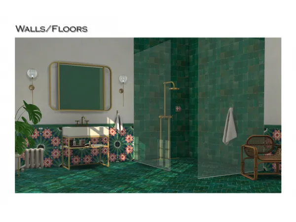 Mix Walls and Floor Set 12 by ShojoAngel - The Sims 4 Custom Content
