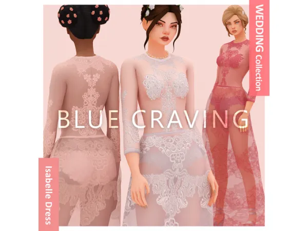 Alpha Blue Craving Isabelle Wedding Dress - The Sims 4 Custom Content