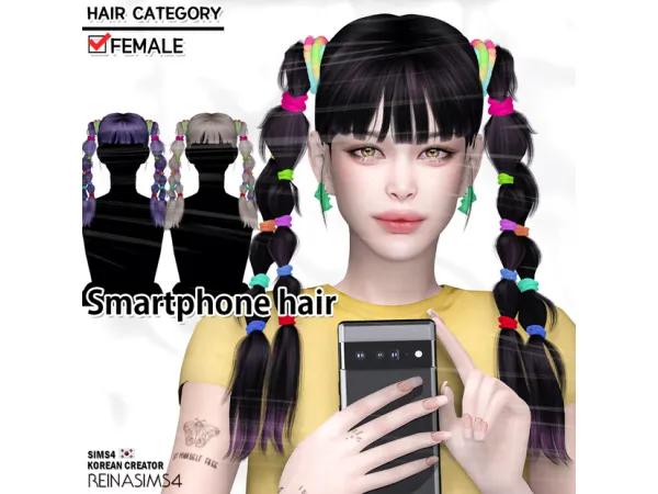 Alpha Smartphone hair by Reina Sims4 - The Sims 4 Custom Content