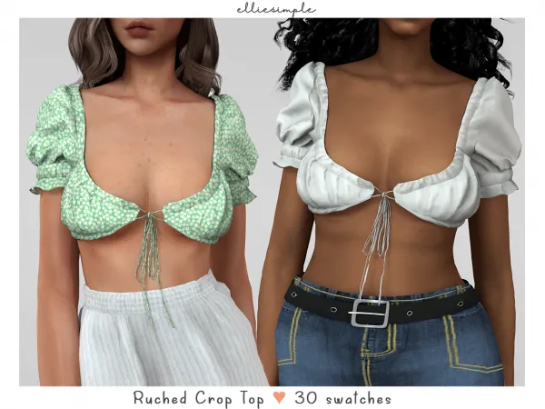 Alpha elliesimple ruched crop top - The Sims 4 Custom Content