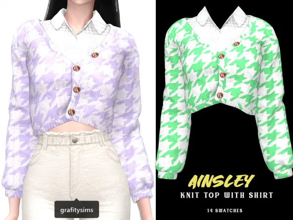 Alpha Ainsley Knit Top with Shirt - The Sims 4 Custom Content