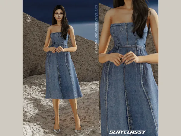 Alpha SC143 LUNA DENIM DRESS - The Sims 4 Custom Content