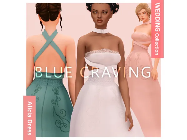 Alpha Blue Craving Alicia Wedding Dress - The Sims 4 Custom Content