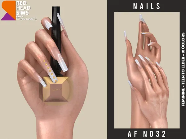 Alpha AF NAILS N032 by redheadsims - The Sims 4 custom content