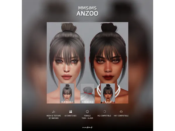 Alpha Hair Anzoo by MMSIMS - The Sims 4 Custom Content