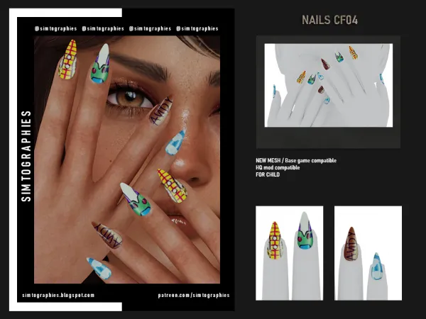 Alpha Nails CF04 - The Sims 4 Custom Content