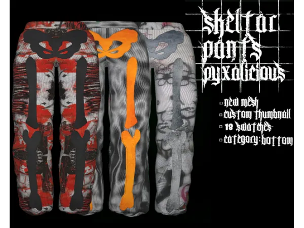 Alpha skeltar pants by PYX - The Sims 4 Custom Content
