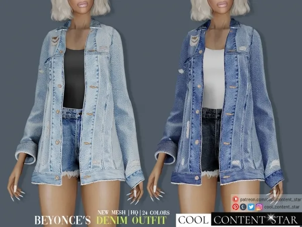 Alpha Beyonce'S Denim Outfit cool_content_star - The Sims 4 Custom Content