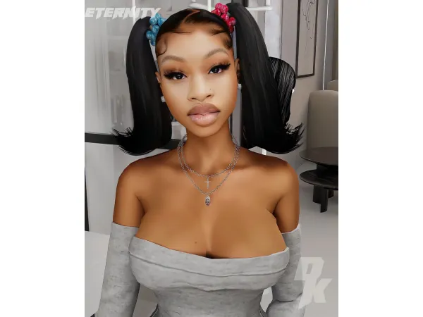 Alpha Eternity Pigtails by - The Sims 4 Custom Content