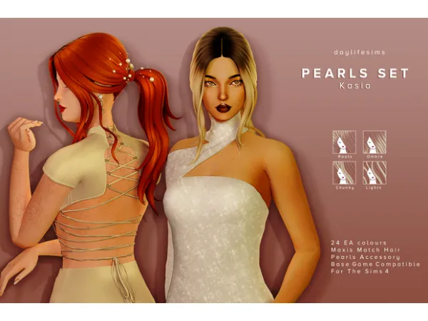 Maxis Match PEARLS HAIR SET Kasia by Daylife Sims - The Sims 4 Custom Content