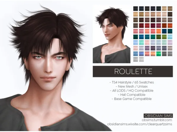 Alpha ROULETTE HAIRSTYLE New mesh by OBSIDIAN SIMS - The Sims 4 Custom Content