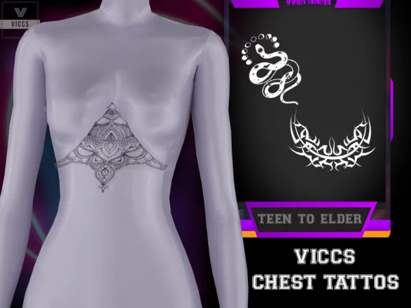 Mix VICCS CHEST TATTO PACK 01 - The Sims 4 Custom Content