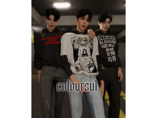 Alpha PIN LAYERED HOODIE by Coloursul - The Sims 4 Custom Content