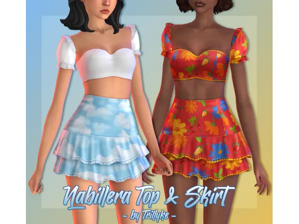Maxis Match Nabillera Top Skirt by Trillyke - The Sims 4 Custom Content