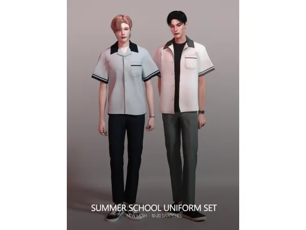Alpha Summer School Uniform Set by rona_sims - The Sims 4 Custom Content