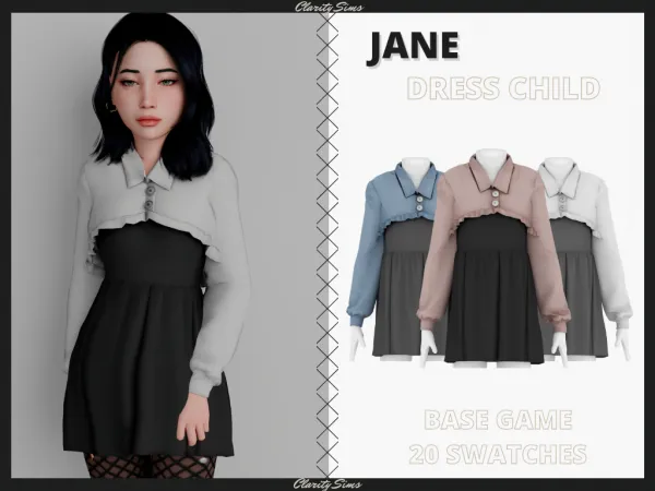Alpha Jane Dress Child - The Sims 4 Custom Content