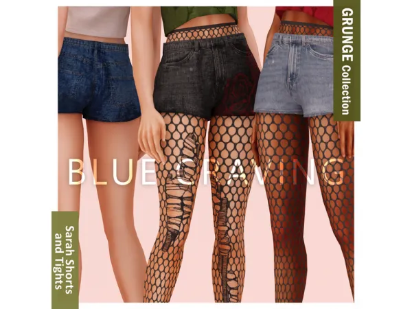 Alpha Blue Craving Sarah Shorts and Tights - The Sims 4 Custom Content