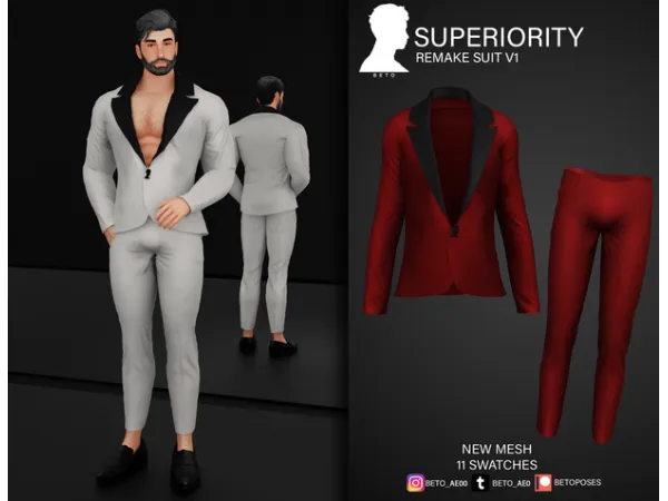 Alpha Superiority (Suit V1 remake) by Beto - The Sims 4 Custom Content