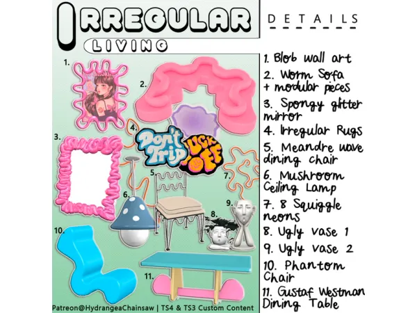 Alpha Irregular Living by Hydrangea - The Sims 4 Custom Content