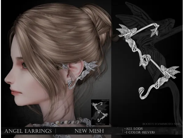 Alpha Earrings N1 N2 Angel and Demon sims by mimoto - The Sims 4 Custom Content