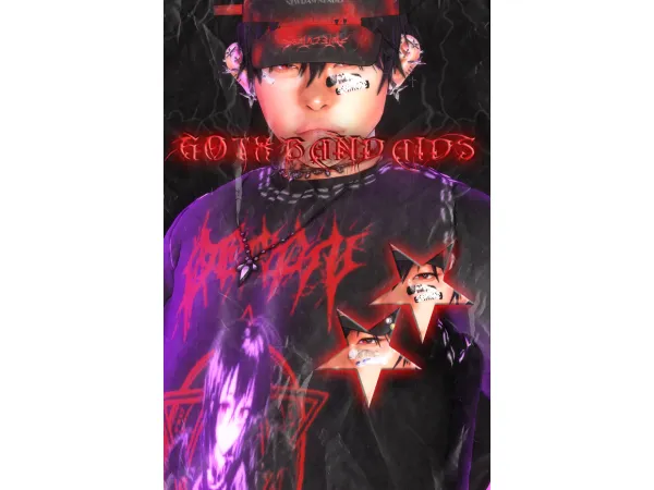 Alpha GOTH BAND AIDS by MilkyGoth - The Sims 4 Custom Content