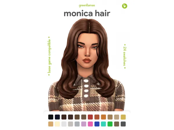Maxis Match monica hair greenllamas by greenllamas - The Sims 4 Custom Content
