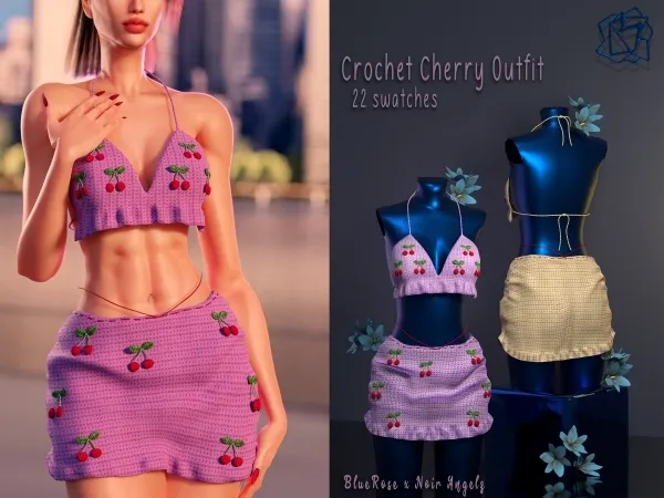 Alpha Crohet Cherry Outfit BRsims - The Sims 4 Custom Content