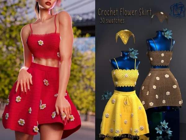 Alpha Crochet Flower Skirt BRsims by bluerose-sims - The Sims 4 custom content