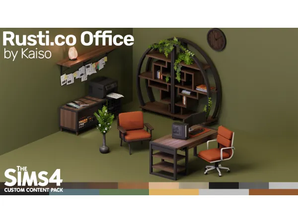 Maxis Match Rustico Office by Kaiso - The Sims 4 Custom Content