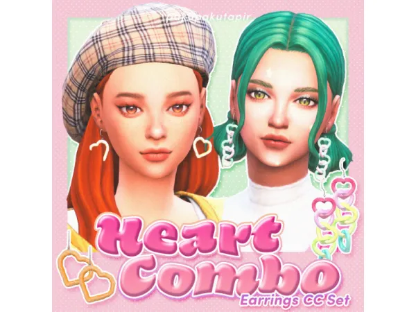Maxis Match Heart Combo Earrings Set - The Sims 4 Custom Content