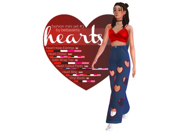 Maxis Match Fashion Mini Set 3 Heart Themed by Bellassims - The Sims 4 Custom Content